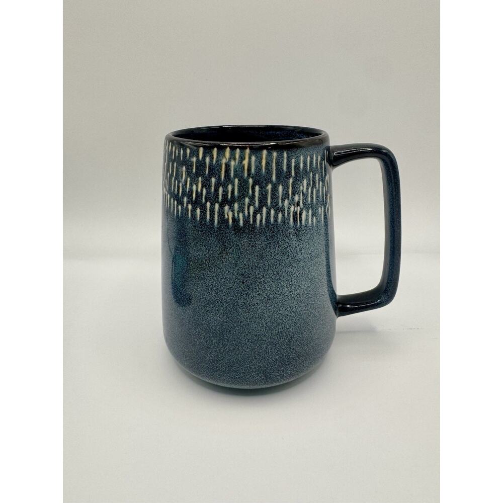 Stoneware Coffee Mug Blue Speckled Glaze Modern Pottery Style 12 oz